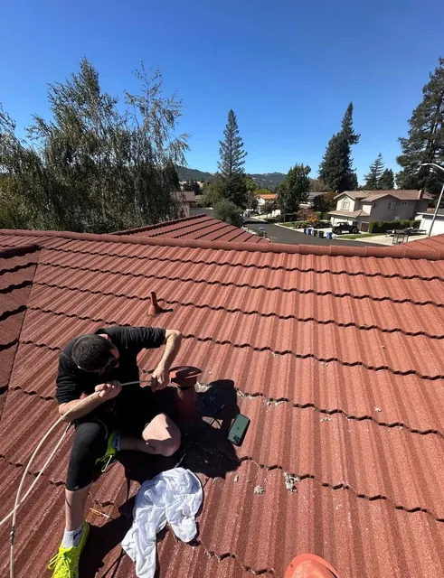 Dryer vent cleaning from the roof vent