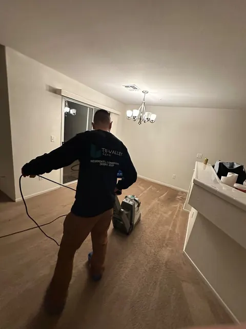 Carpet cleaning a living room