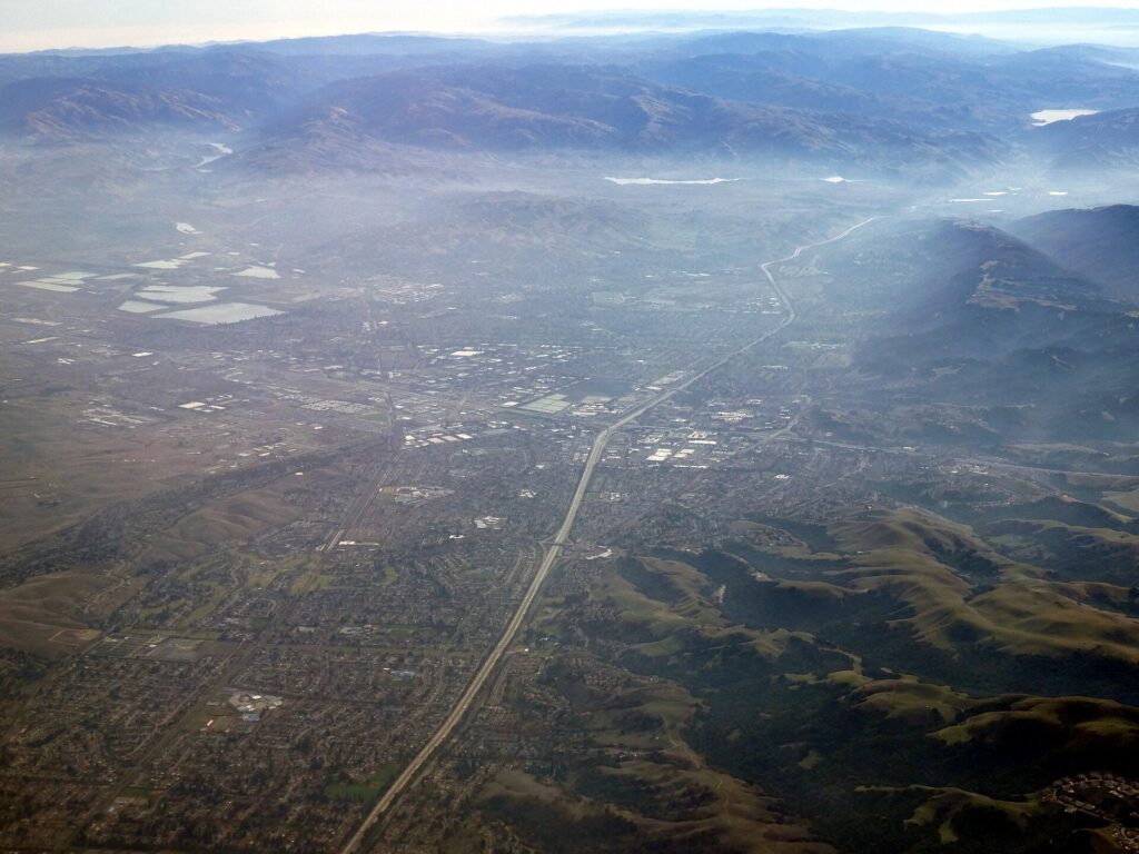 Aerial view of Dublin and Pleasanton, CA