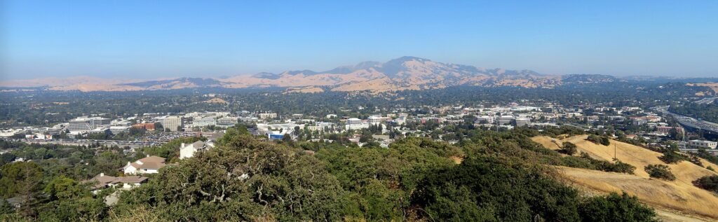 Walnut Creek, CA with Mount Diablo in the distance