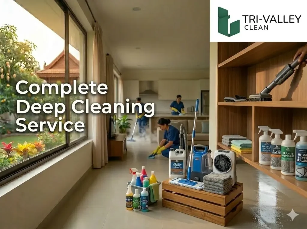 Tri-Valley Clean professional staff performing high-intensity deep cleaning in a San Ramon residence.