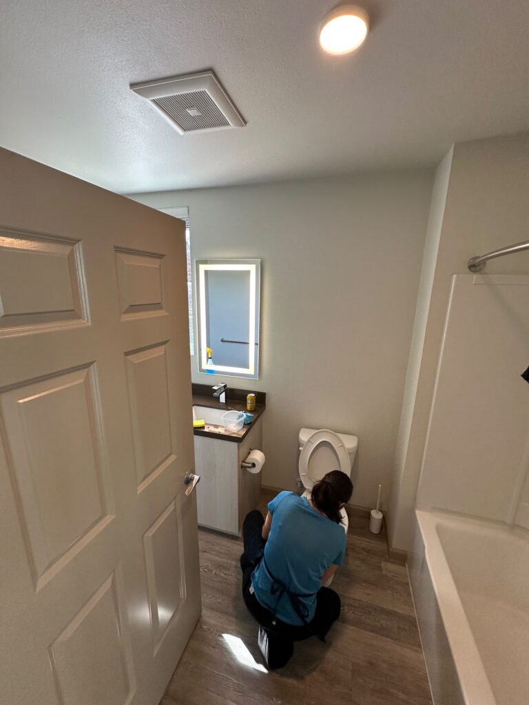 Deep cleaning a bathroom in a Tri-Valley home