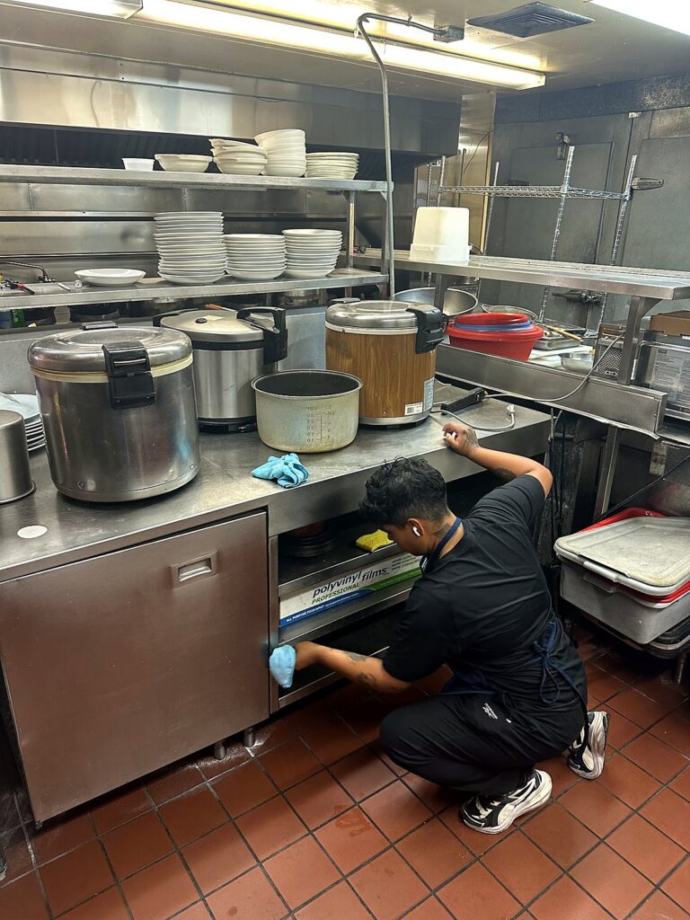 Commercial kitchen equipment cleaning