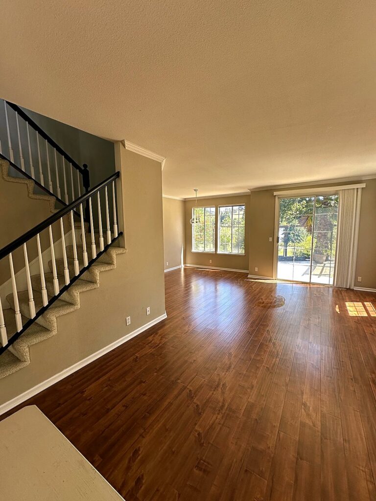 Living room after a move-out clean