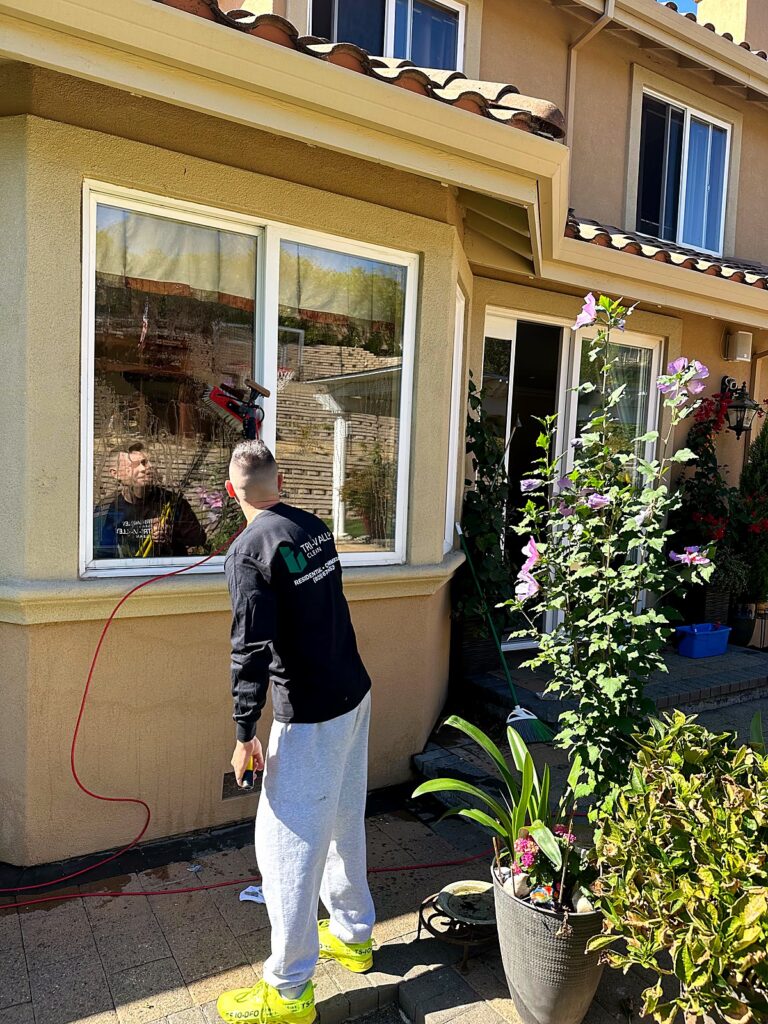 Window cleaning at a Tri-Valley home